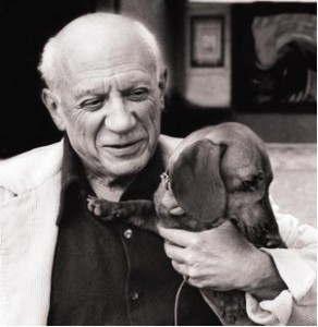 Picasso and his dachshund, Lump: Photo by David Douglas Duncan