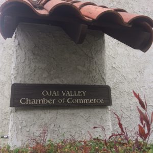 This sign is posted facing East Aliso Street even though the Ojai Valley Chamber of Commerce is located at 206 N. Signal St., #P in downtown Ojai, California. That's because it's in a complex that houses several business offices. 
