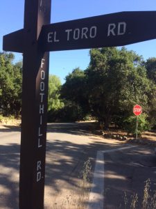 El Toro Road runs through the Arbolada from Foothill Road to Del Norte Road. It was, presumably, named "El Toro Road" because it once led to a slaughterhouse. "El Toro" is Spanish meaning "The Bull".