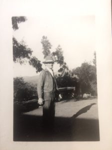 This photo is suspected to have been taken of Howard Bald at his home located at 917 McAndrew Road in Ojai when he was a middle-aged man. His home overlooked the Ojai Valley from the East End of the valley.