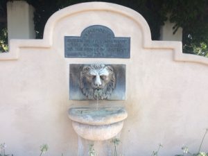Lion head fountain on the street side of the pergola, 2017,