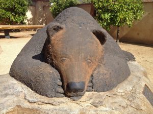 Bear sculpture in the museum's front courtyard.