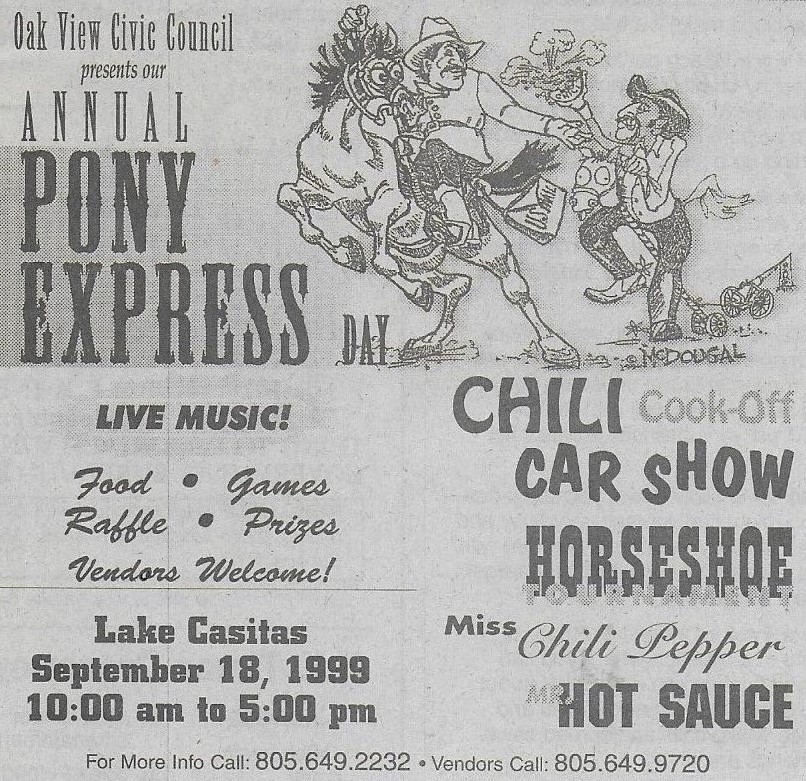 Pony Express Day will be held at Lake Casitas Ojai History